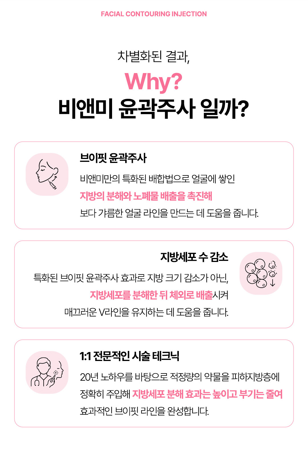 압구정 비앤미 브이핏 윤곽주사 특징 붓기 멍 적고 빠른 일상 복귀