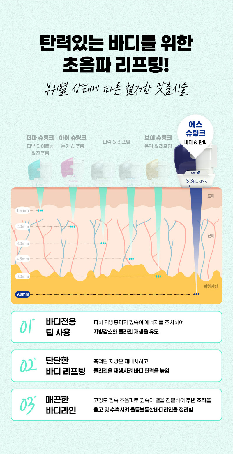 압구정 비앤미 바디 전용 에스 슈링크 팁 적용 탄탄한 바디라인 탄력 개선